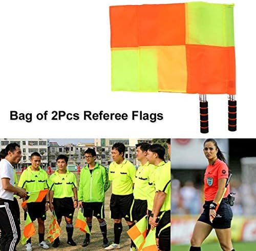 2 יחידים שופטים צבעוניים דגל קווי קווי עם תיק אחסון לאימוני הוקי כדורגל כדורגל ספורט