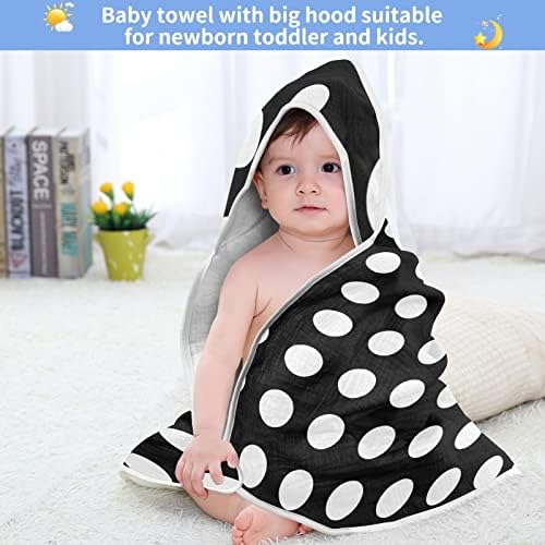 VVFELIXL מגבת ברדס לתינוק, מגבת רחצה של פעוטות פולקה שחור ולבן סופגת פעוטות, מגבות תינוקות יילודים רכים כותנה לתינוק 35x35in 0-6T