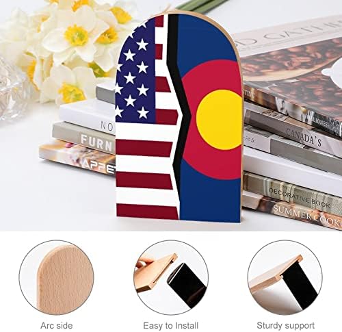 אמריקאי וקולורדו מדינת דגל ללא החלקה עץ תומכי ספרים כבד החובה ספר פקק עבור דקורטיבי מדפים
