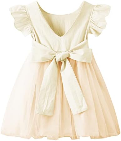 Lyxiof פעוט תינוקת טוטו טול שמלת כותנה פשתן פרוע גב שמלות מסיבות נסיכות קשת