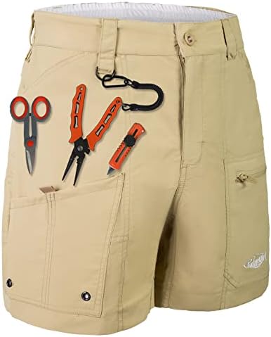 Palmyth 9 כיסים מכנסיים קצרים של דיג לגברים 6.5 מטען ביצועי ייבוש מהיר קצר עם UPF עמיד במים 50+