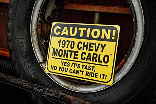 1970 70 שברולט מונטה קרלו זהירות שלט רכב מהיר, שלט חידוש מתכת, עיצוב קיר מערת גבר, שלט מוסך - 10x14 אינץ '