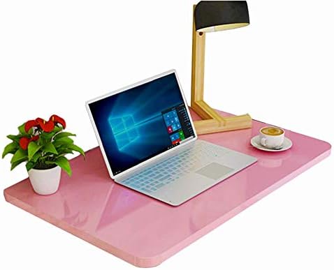 PIBM פשטות מסוגננת מדף קיר רכוב מדפי מתלה צפים שולחן מחשב מתקפל שולחן עבודה פשוט חוסך שטח נושא חזק, 12 גדלים, 5 צבעים, ורוד, 80 x 50 סמ