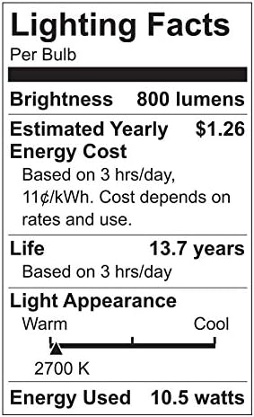 תאורת ג ' נרל אלקטריק 14203 נורית חכמה באנרגיה 11 וואט, 800 לומן 19 נורה עם בסיס בינוני, לבן רך, 1 מארז