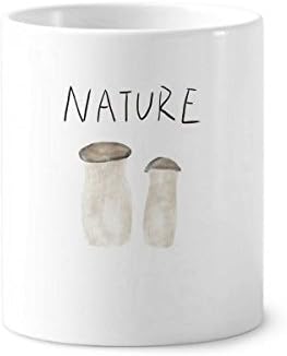 אי פטריות טבעי ציור מברשת שיניים מחזיק עט ספל קרמיקה לבנה 350 מל