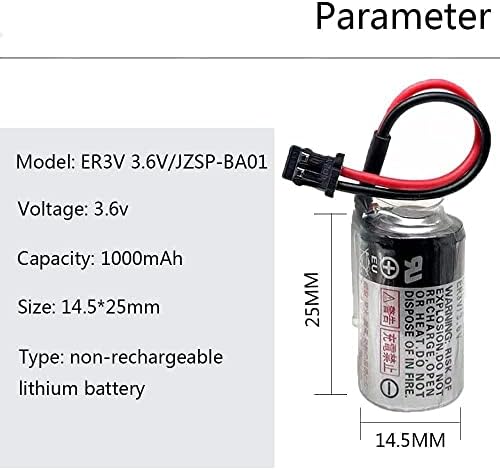 Xiaoxx ER3V 3.6V 1000MAH PLC Lithium Lithium תואם ל- JZSP-BA01 R88A-BAT02W