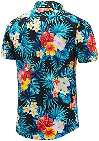 גברים של הוואי חולצה קצר שרוולים מודפס כפתור למטה קיץ חוף שמלת חולצות