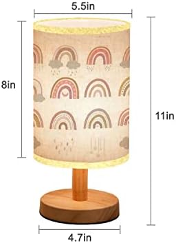 מינימליסטי מיטת שולחן מנורת שטוח סט בוהו קשתות ענן מבודד לבן רקע משתלת תינוק עץ שידה מנורה שליד המיטה מנורת שולחן עץ בסיס פשתן בד צל לחדר שינה סלון
