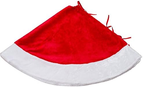 חצאית עץ חג המולד של MRXLWHOME אדום 48 סנטימטרים, חצאיות קישוט עץ חג המולד אדום קטיפה אדומה, חצאיות עץ אדום ולבן