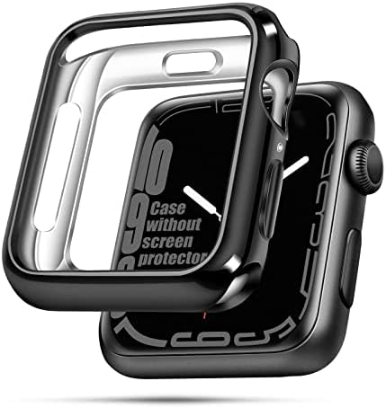 מארז רך יפהפה התואם ל- Apple Watch 38/40/42/44 ממ עם סרט מגן מסך TPU מובנה נגד SCRACTH, כיסוי אטום הלם לסדרת IWatch SE/6/5/4/3/2/1, ורוד, 42 ממ