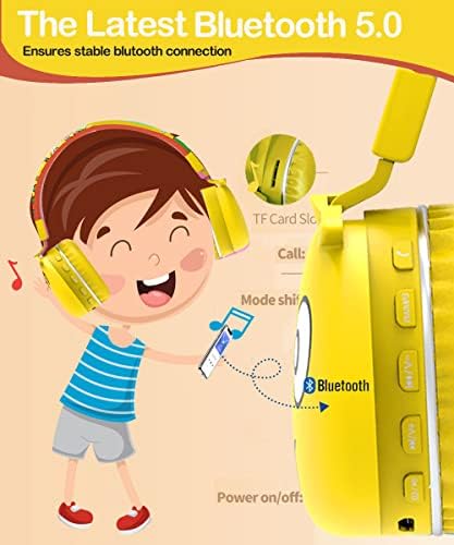 Svyhuok Kids Bluetooth אוזניות מעל אוזן עם מיקרופון לבית הספר, jelliemonster אוזניות אלחוטיות Bluetooth 5.0 לבני נוער בנות, עם צליל סטריאו HD, לאייפד, טלפון סלולרי, טאבלט, מחשב