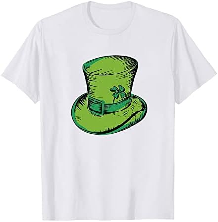 ירוק כובע מודפס חולצות לנשים 2023 סנט סנט פטריק יום אופנה קצר שרוול צווארון עגול חולצות מקרית קומפי חולצות