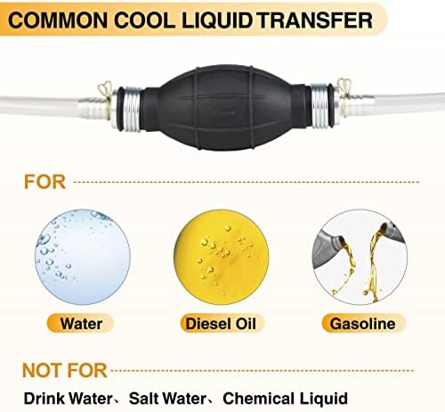 בנזין לשאוב צינור משאבת, בנזין לשאוב עם 2 עמיד צינור סיפון, נייד ידני דלק העברת משאבת עבור גז שמן דלק בנזין דיזל נוזל מים דגי טנק.