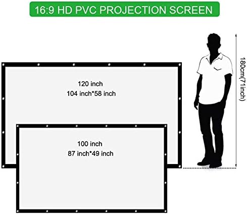 מסך מקרן מתקפל ZHUHW 100 120 אינץ '16: 9 מסך הקרנת בד PVC לקולנוע קולנוע ביתי משרדי קולנוע קולנוע