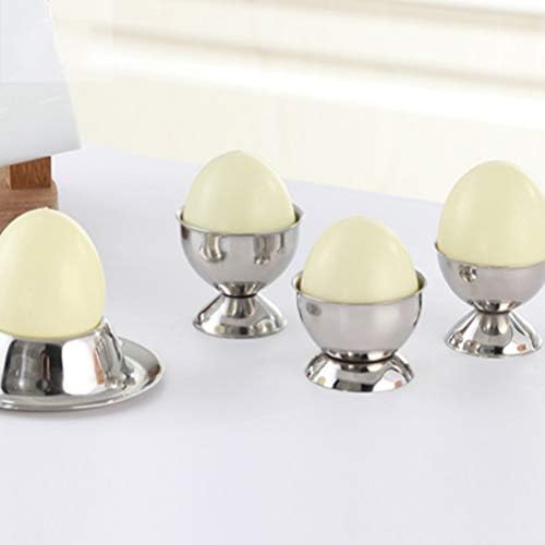 המוטון 2 יחידות מתכת ביצה מחזיק נירוסטה ביצת כוסות עבור קשה רך מבושל ביצת כפית ארוחת בוקר בראנץ ' מטבח מסעדה תצוגת כסף