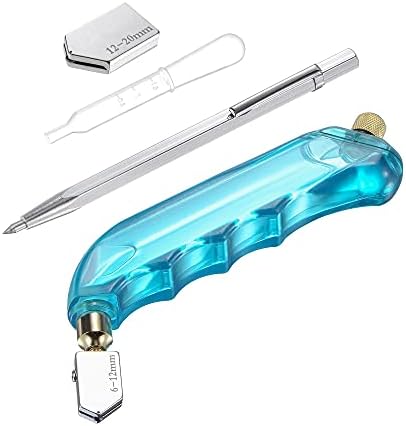 חותך זכוכית uxcell 6-12 ממ, קצה קרביד הזנת שמן עם להב החלפה 12-20 ממ, מתקן שמן, עט שרוטב