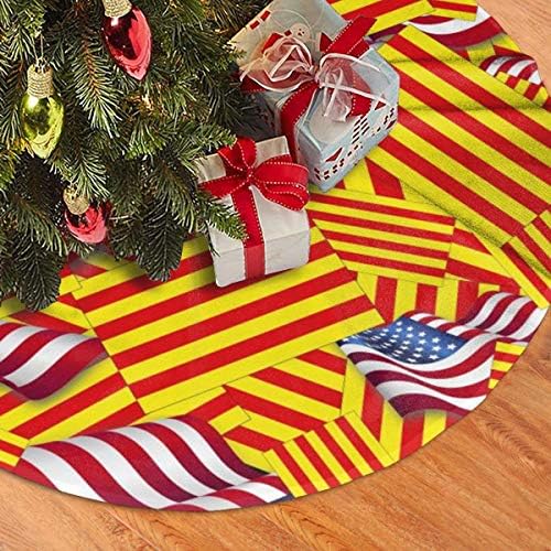 Lveshop Catalonia דגל עם אמריקה דגל חצאית עץ חג המולד חצאית יוקרה עגול עגול מקורה חיצוני כפרי חג המולד קישוטי עץ עץ （30 /36 /48 שלושה גדלים）