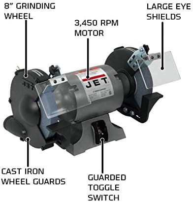 Jet JBG-8B, מטחנת ספסל 8 אינץ ', 1 HP, 1ph 115V