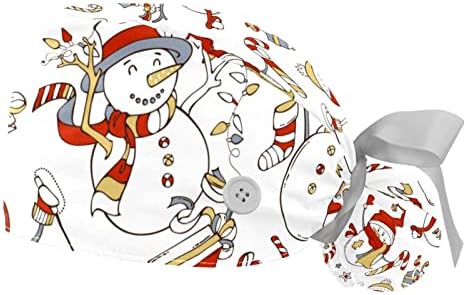 2 מחשבים אחות קרצוף כובעים נשים שיער ארוך, איש שלג לחג המולד חמוד סקי רוקד כובע עבודה מתכוונן