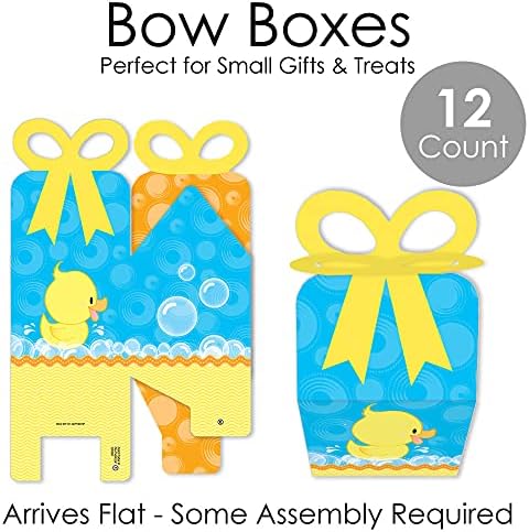 נקודה גדולה של אושר ברווז ברווז - קופסאות מתנה מרובעות לטובת מקלחת לתינוק או קופסאות קשת מסיבת יום הולדת - סט של 12