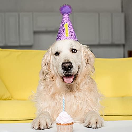 מופע חיות מחמד כלב סגול כובע מסיבת יום הולדת ראשון לגורי ילדה קטנה יורקי כובע חתול בן שנה בן שנה מתכווננת טפוח שיער תלבושות לחתולי כלבים בינוניים