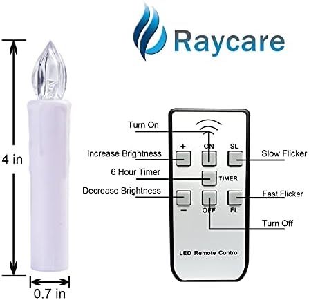 RayCare 10 PCS סוללה המופעלת על פי נרות נרות עם נרות מרחוק, נרות חלון LED עם טיימר 8 שעות, נרות חג מולד עם חג מולד לבן הבהיר לבן עם קליפים/כוסות יניקה