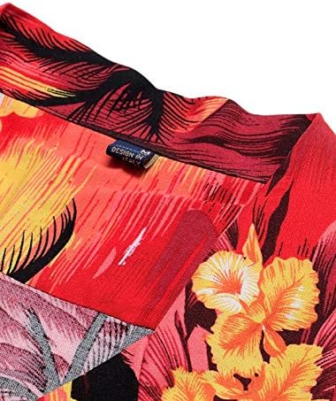 Alimens & עדין כותנה בכושר רגיל שרוול קצר חולצה הוואי מזדמנת לגברים