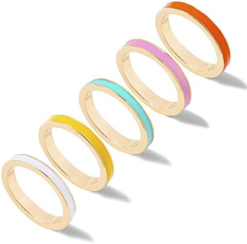 5 יחידות פשוט צבעוני להקות לערום טבעות סט בוהו אמייל מפרק טבעת סטי זהב משותף מידי מרובה אצבע טבעות לנשים ילדה בני נוער
