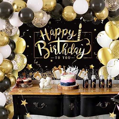 קישוטי יום הולדת שחור וזהב קישוטי יום הולדת שמח רקע עם 70 יחידות ערכת זר בלון שחור וזהב אספקת קישוט רקע תמונה למסיבת יום הולדת