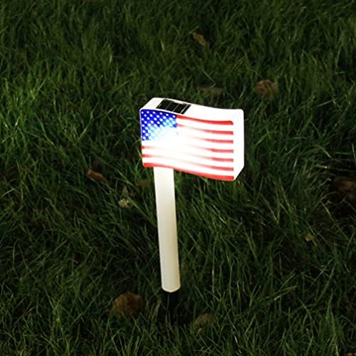 Valiclud ארצות הברית דגל 2 יחידות פנס סולארי אורות כתם אורות חיצוניים אורות דגל אמריקאים נוף קישוטי יום עצמאות פטריוטי למרפסת פטיו נתיב אורות סולאריים