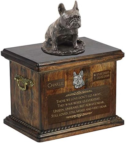 צרפתית בולדוג אמא 4, כד עבור כלב אפר זיכרון עם פסל, לחיות מחמד של שם וציטוט-ארטדוג אישית