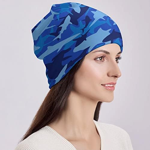 באיקוטואן כחול הסוואה כריש הדפסת כפת כובעי גברים נשים עם עיצובים גולגולת כובע