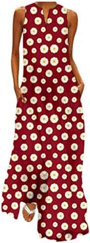 Gemkonsey ארוך שמלת מקסי לנשים חוף עם כיסים שמלות נשים אלגנטיות רופפות הוואי שמלות צנועות ללא שרוולים שמות ארוכות