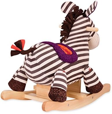 ב. צעצועים מאת באטאט קאזו נדנדה מעץ זברה-קטיפה רכיבה על סוס נדנדה זברה לפעוטות ותינוקות 18 מ'+, לבן, גדול
