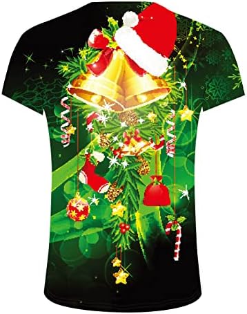 חולצות טריקו של שרוול קצר לחג המולד לחג המולד לגברים, חג המולד מצחיק סנטה קלאוס הדפס צוואר עגול צוואר צוואר צמרת אימון מעצב Tshirt