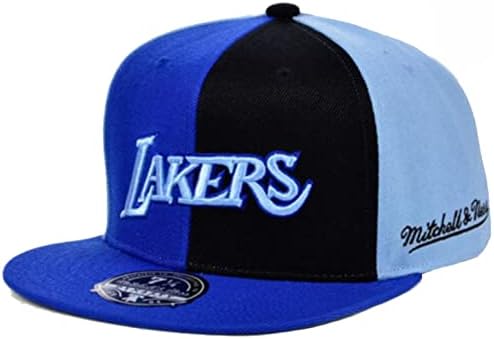 מיטשל ונס לוס אנג ' לס לייקרס מצויד בגודל 7 3/8 כובע כובע כחול ושחור