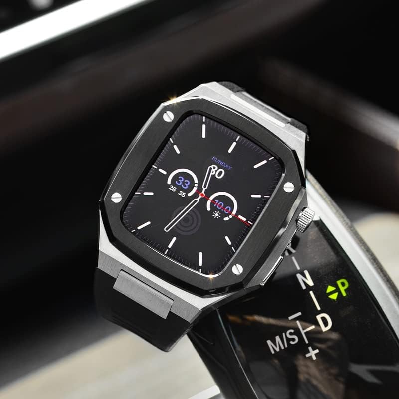 CNHKAU חדש 41 ממ 45 ממ רצועת גומי עבור Apple Watch DIY 44 ממ S316L מארז נירוסטה לסדרת IWatch 7 6 SE 5 4 3 סט שינוי