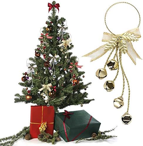 Trietree 13.2 חג המולד ג'ינגל פעמוני פעמוני דלת קישוטי קישוטי עץ חג המולד עם 5 פעמונים וקשת - סט של 3