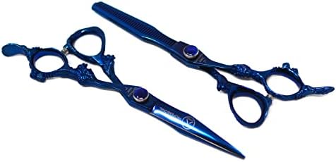 Xpersis Pro Blue Dragon ידית שיער חיתוך מספריים ספר חדים ומגזרים דלילים משקל קל גרמני פלדה פרימיום עם מנוחת אצבעות