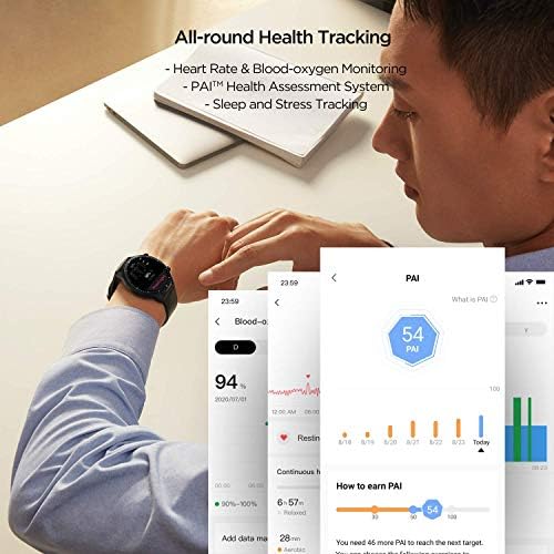 Amazfit GTR 2 שעון חכם לגברים אנדרואיד אייפון, חיי סוללה של 14 יום, Alexa מובנה, שעון כושר עם GPS, שיחת Bluetooth, 90 מצבי ספורט, גשש דופק חמצן בדם, עמיד במים 5 אטם