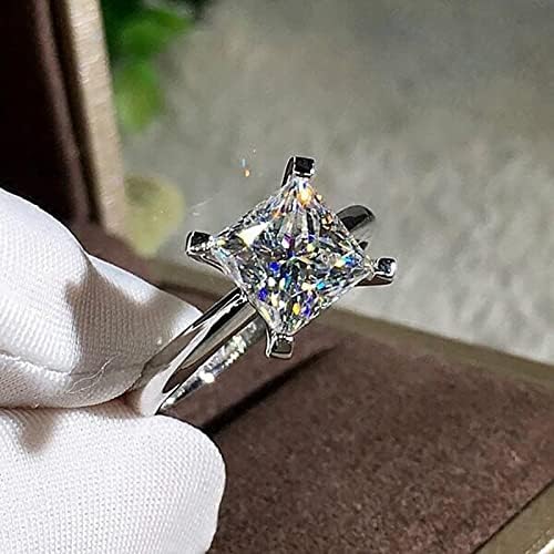 טבעות טבעות נשים לנשים אופנה מותאמת אישית למתכת מתכת ריבועית טבעת יהלום מתנה טבעת יהלום מלבנית גדולה