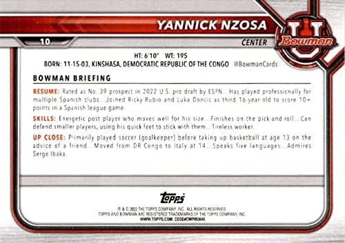 YANNICK NZOSA RC 2021-22 כדורסל אוניברסיטת באומן 10 ROOKIE NM+ -MT+ NBA NCAA ARC כדורסל/XRC