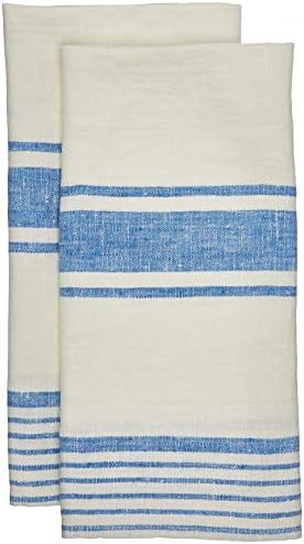 פשתן יד טוסקנה ומגבות אורחים, 18 x 28, מחוץ לבן/כחול