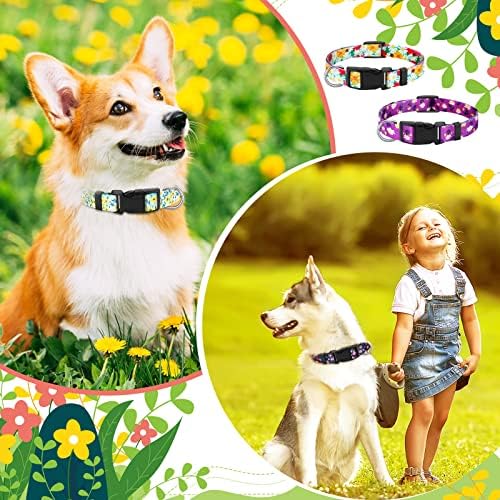 6 חתיכות פרח כלב קולרים קטן בינוני גדול כלבים אביב ובקיץ חמוד חיות מחמד פרחוני צווארון חבילה רך מתכוונן הבדלני גור צווארון, מגוון צבעים