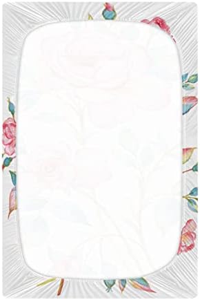 Alaza Rainbow פרחי ורד יריעות עריסה פרחוניות גיליון בסינט מצויד לבנים פעוטות תינוקות, גודל סטנדרטי 52 x 28 אינץ '