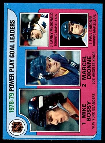 1979 Topps 5 Power Play מנהיגי שערים מייק בוסי / מרסל דיון / לני מקדונלד / פול גרדנר ניו יורק / לוס אנג'לס / תושבי האי טורונטו / מלכים-הוקי / עלים מייפל נ.מ.