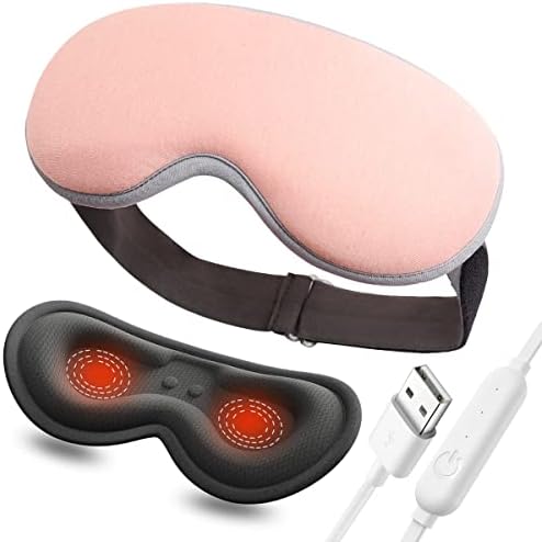 מסכת שינה של Temgco לגברים נשים, מסכת עיניים מחוממת של USB, חסימת אור 3D מתאר כיסוי עיניים לעיניים יבשות עם טמפרטורה ובקרת טיימר, נשימה ורכה לטיול/שינה/יוגה
