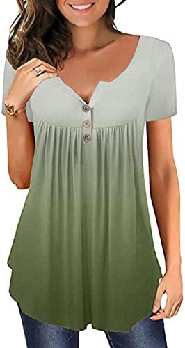 חולצות טוניקה של ווניני לנשים - חולצות נשים שרוול קצר V צוואר חולצה חולצה כפתור חצצת חצצה לנשים טיז