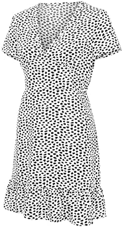 שמלה קצרה מזדמנת לנשים שמלת קיץ לנשים שמלת הדפסת נקודה סקסית שרוול קצר צווארון קו שות
