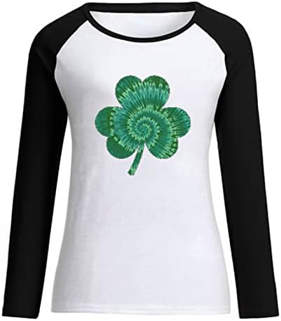 חולצת יום סנט פטריק נשים צמרות שרוול ראגלן לנשים חולצת טי גרפית צוות צוואר צוואר שרוול ארוך חולצות גרפיקה